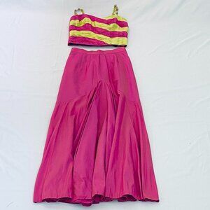 Marisa Baratelli 2 piece maxi dress, Womens Small silk pink wedding Barbiecore